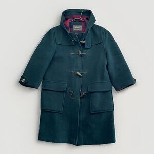 Gloverall Duffle Coat England Made Forest Green Wool Hooded Toggle Button Read